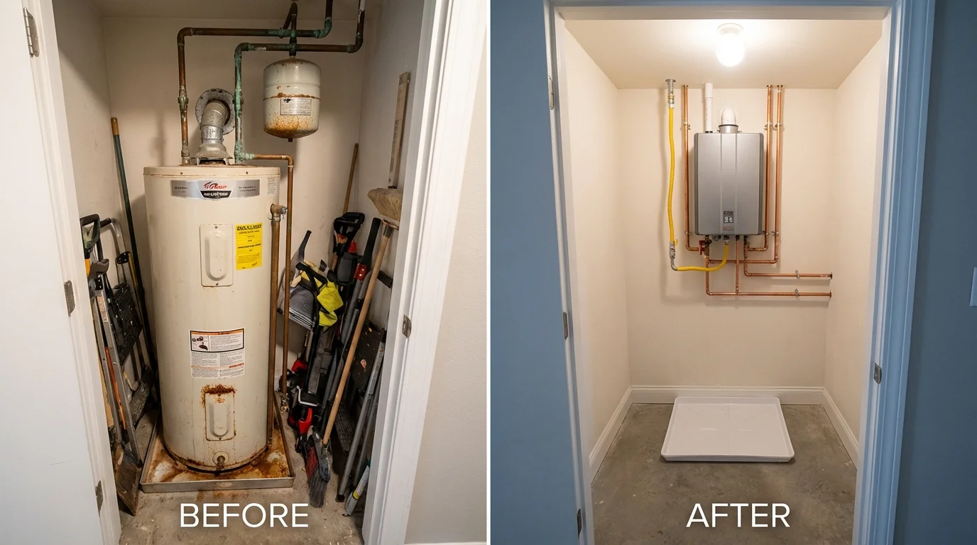 Tank water heater versus wall-mounted tankless unit comparison for Carthage, IL homeowners